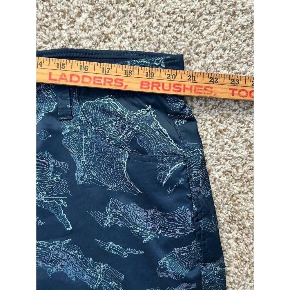 William Murray Golf Shorts Mens 40 Navy Blue Map Print Straight Fit Resort Sport